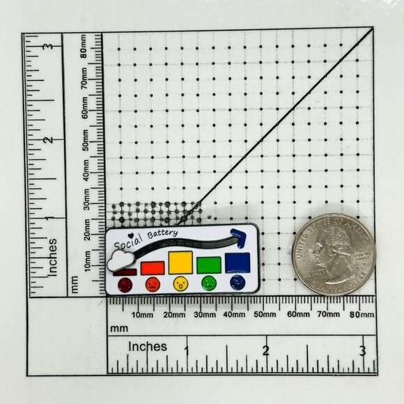 ⭐Social Battery Sliding Enamel Pin Badge Cute Mood Indicator Cartoon Rainbow New - Picture 6 of 6